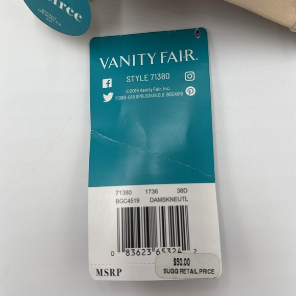 NWT Vanity Fair Wire-Free Bra – Nude, Size 38D - Picture 8 of 10